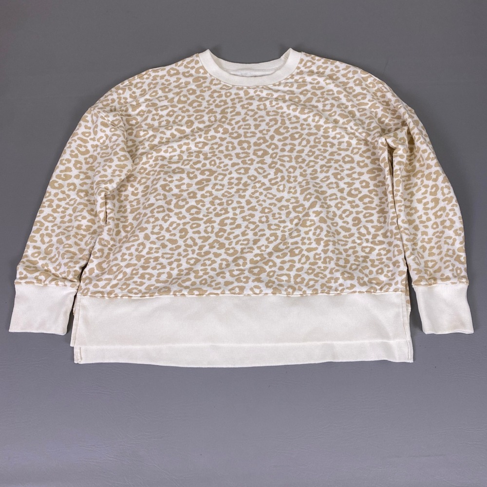 Time and Tru Sweatshirt Women's Size XL Tan Cream Leopard Print Pullover